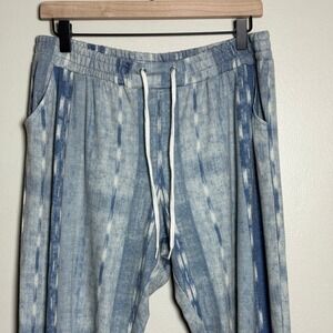 Cloud Chaser Womens Pajama Jogger Pants XL Blue Stretch Tribal Boho Soft Lounge